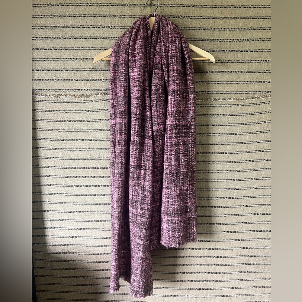 Y2K Bajra 100% Merino Wool Pink + Brown Large Scarf / Shawl